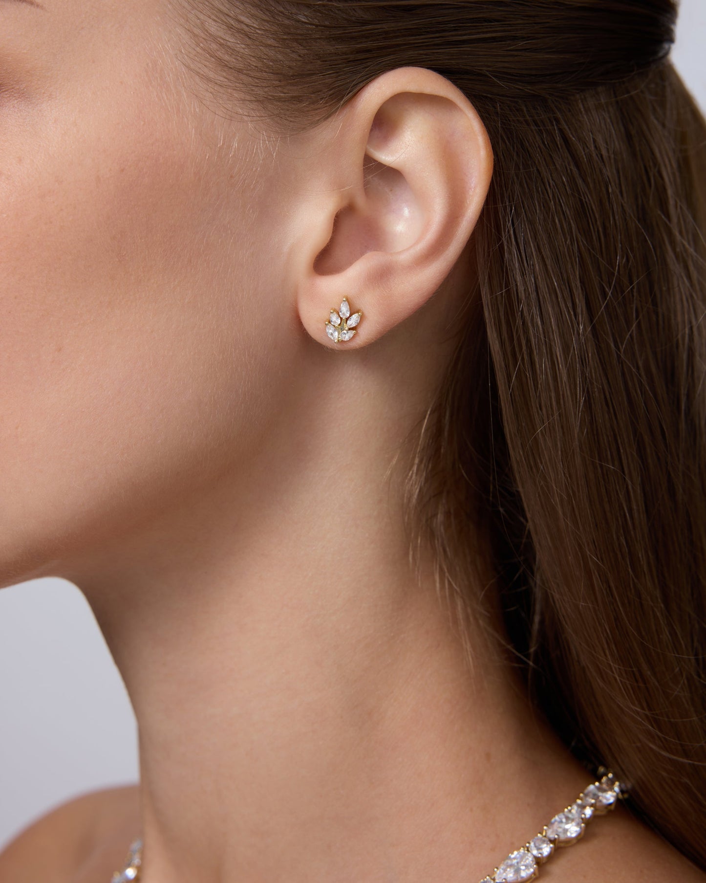 Pear Leaf Bridal Stud Earrings
