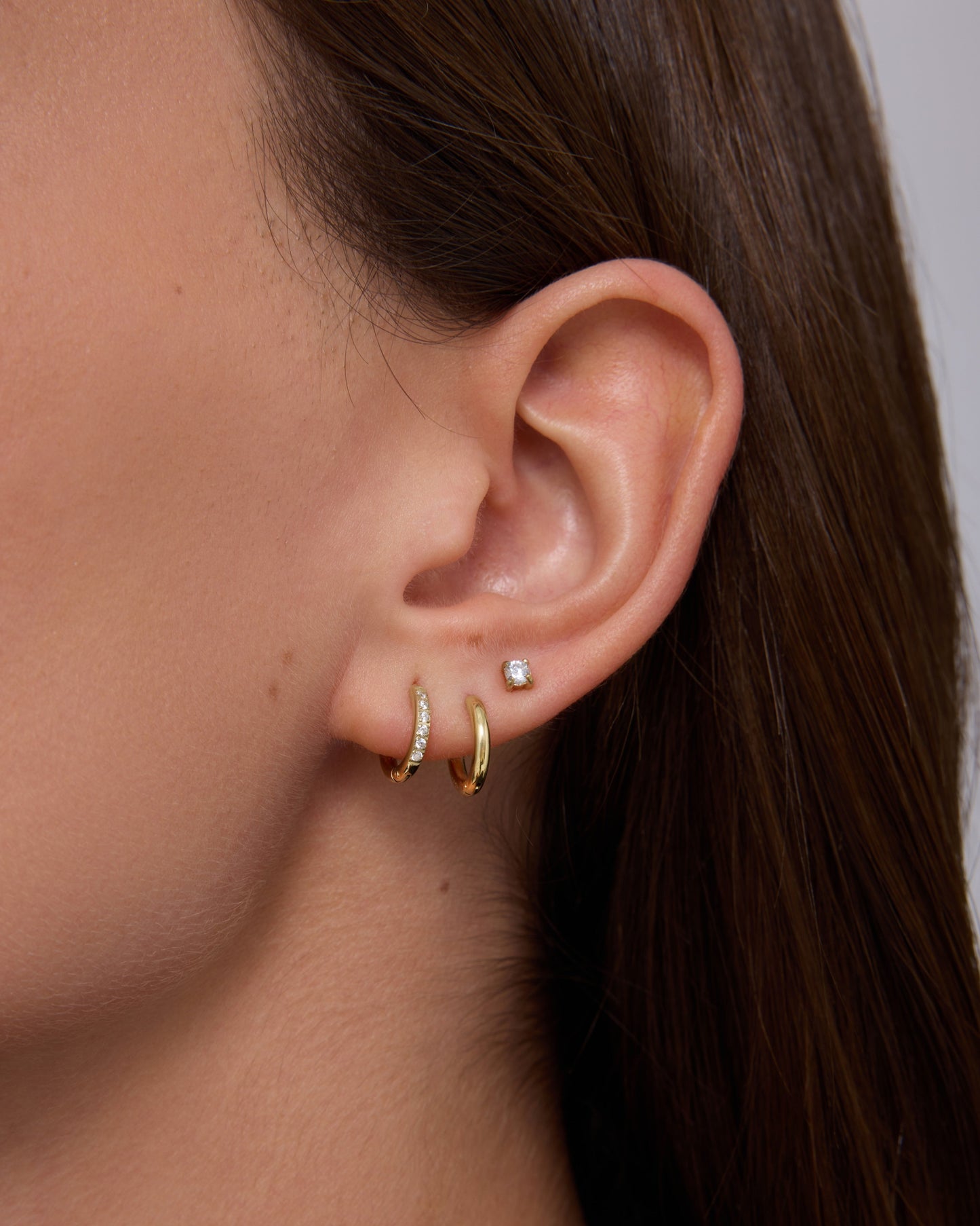 Studs & Huggie Hoop Earrings Set