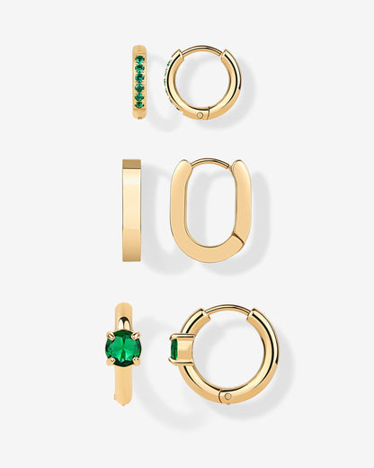 Luxe Huggie Hoop Earrings Set
