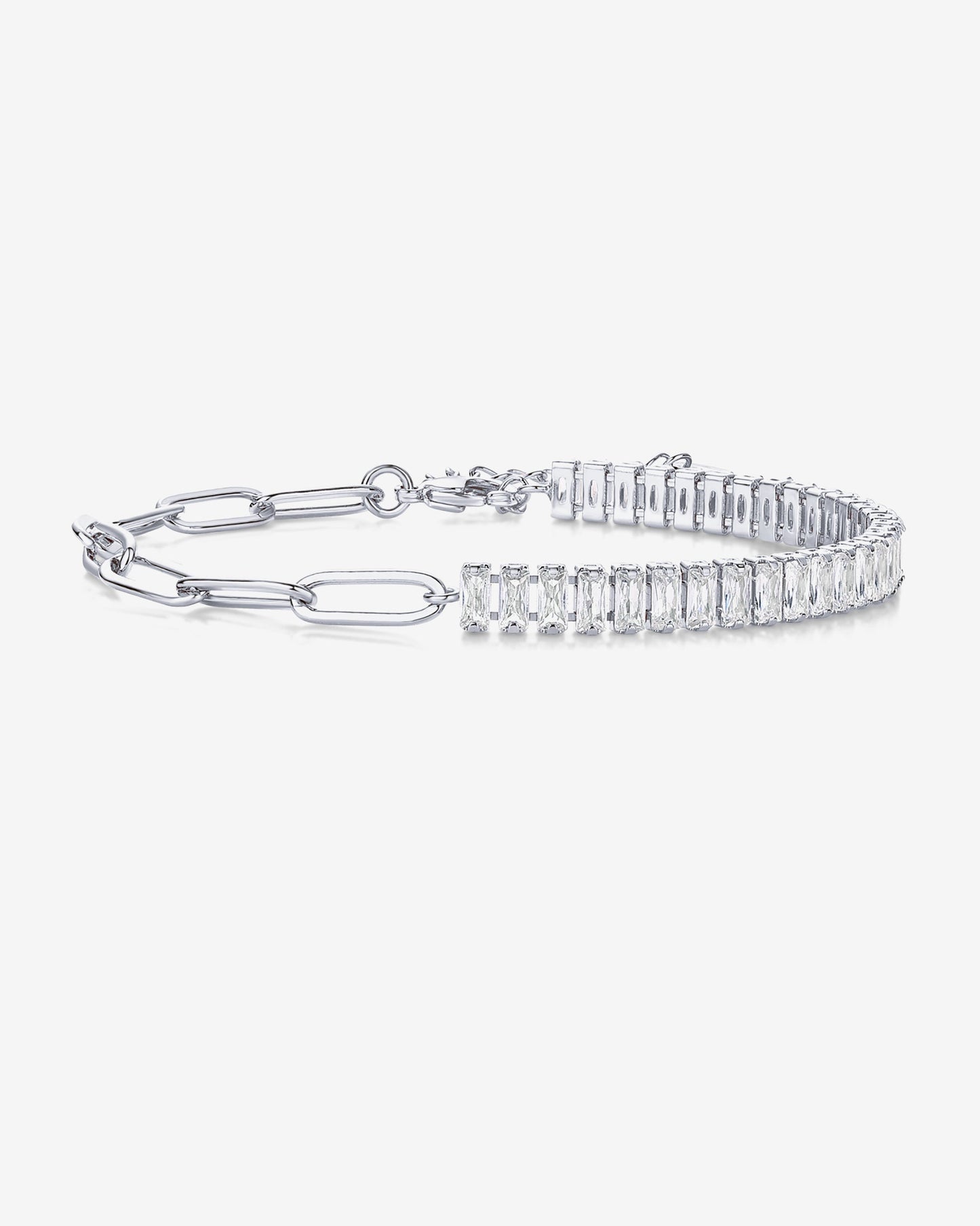 Baguette Tennis & Paperclip Bracelet