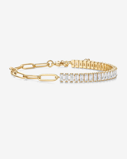 Baguette Tennis & Paperclip Bracelet