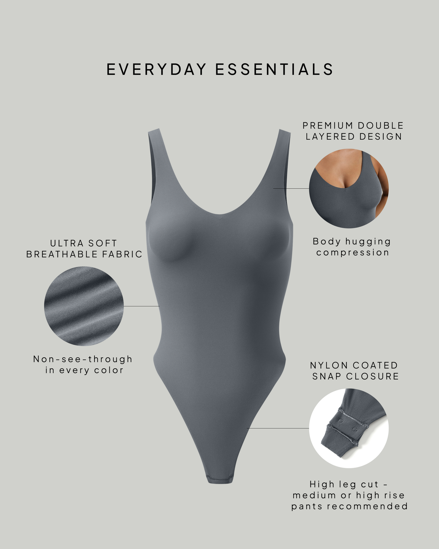 Everyday Essentials Plunge V Neck Bodysuit