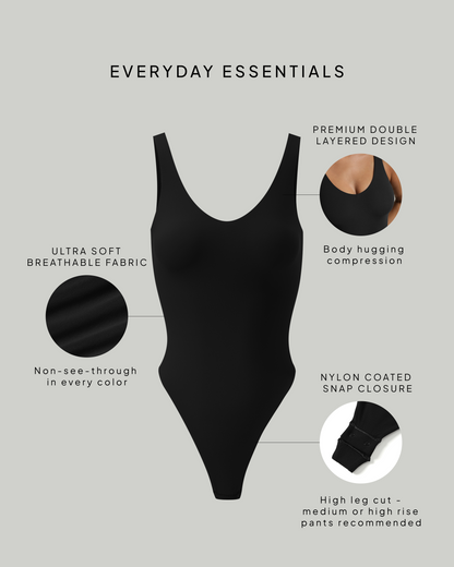 Everyday Essentials Plunge V Neck Bodysuit