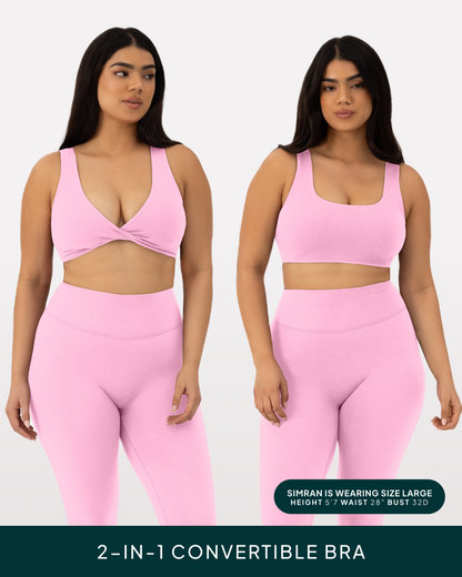 Athleisure Twist-Front Reversible Low-Impact Sports Bra