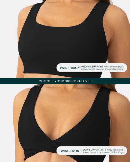 Athleisure Twist-Front Reversible Low-Impact Sports Bra