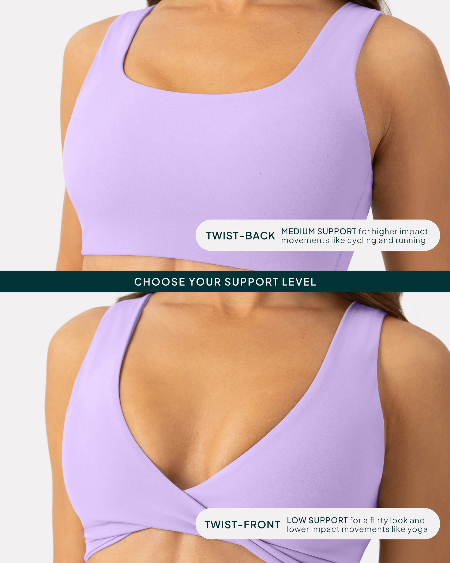 Athleisure Twist-Front Reversible Low-Impact Sports Bra
