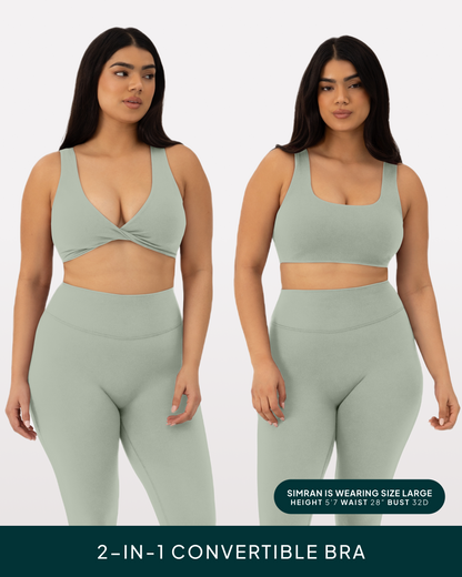 Athleisure Twist-Front Reversible Low-Impact Sports Bra