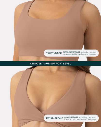Athleisure Twist-Front Reversible Low-Impact Sports Bra