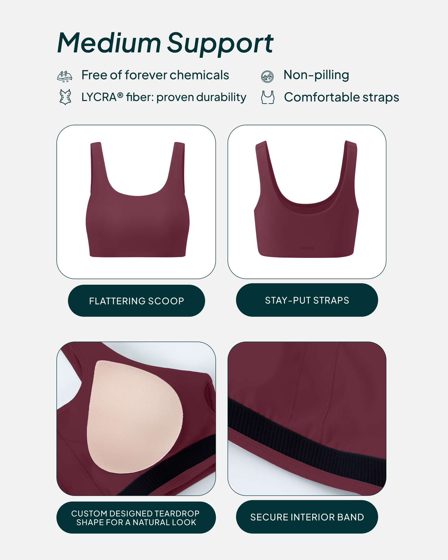 Athleisure Scoop High-Support Removable Padded Sports Bra