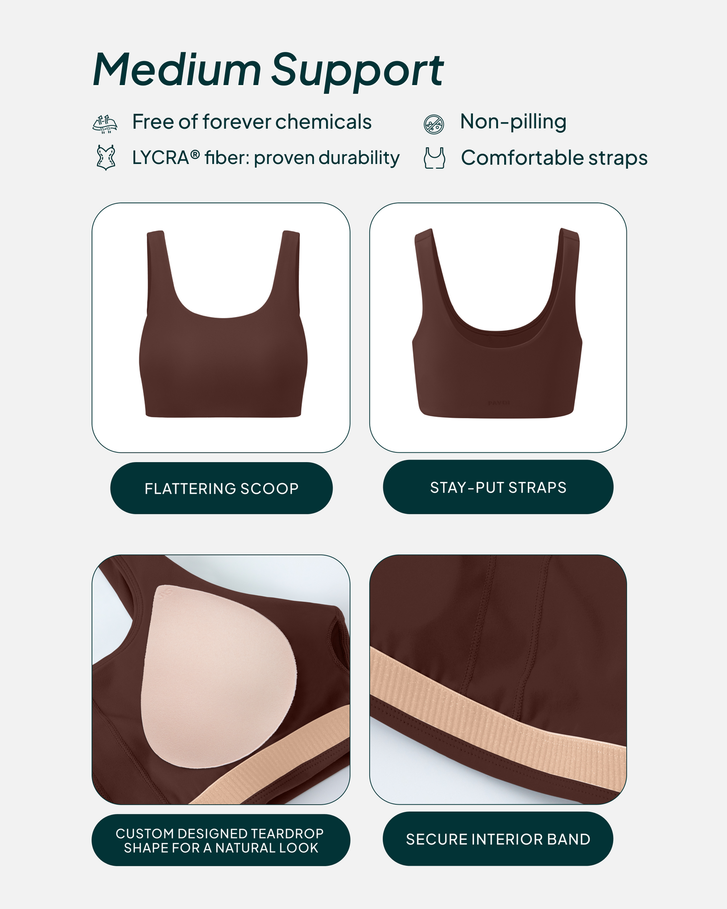 Athleisure Scoop High-Support Removable Padded Sports Bra