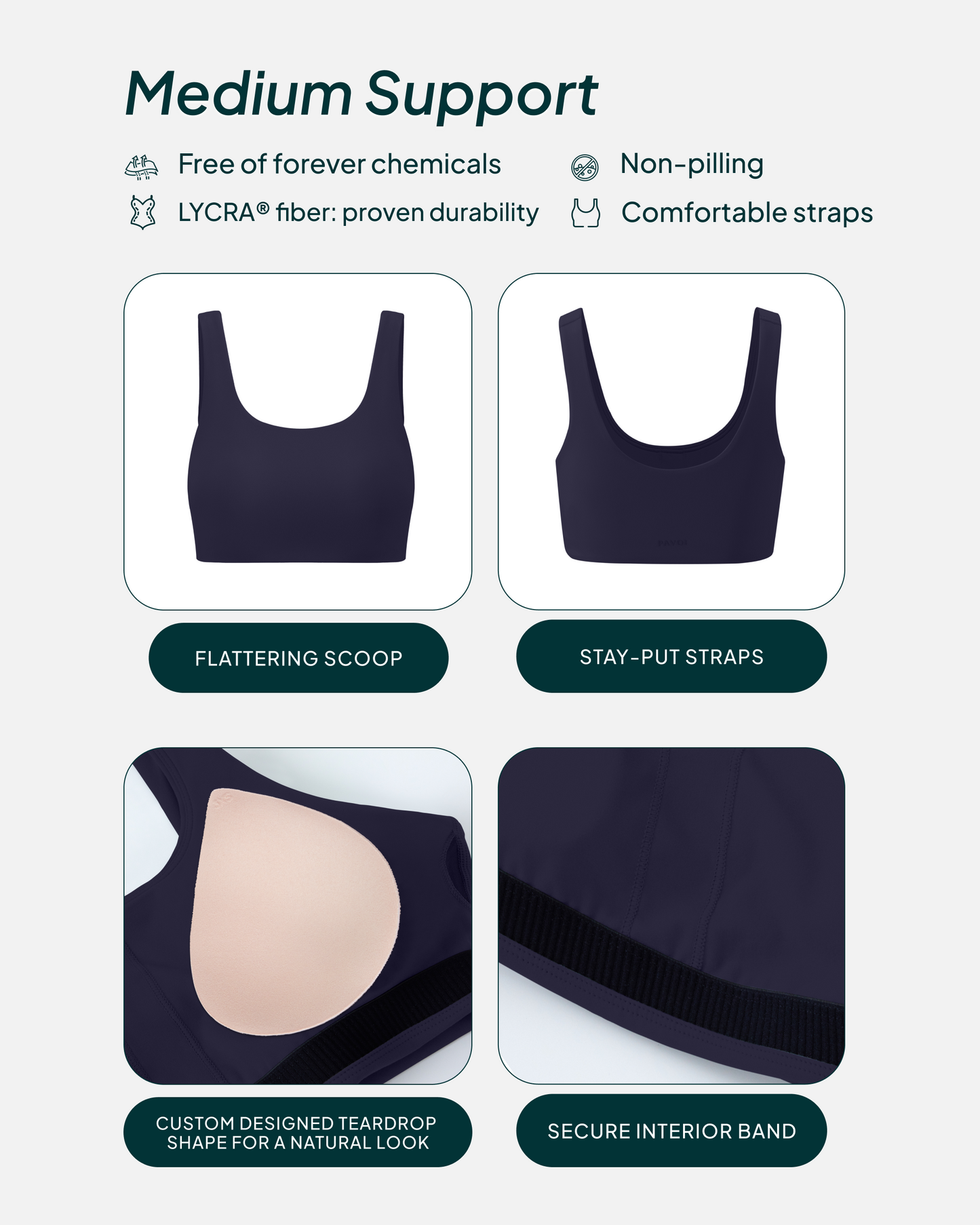 Athleisure Scoop High-Support Removable Padded Sports Bra