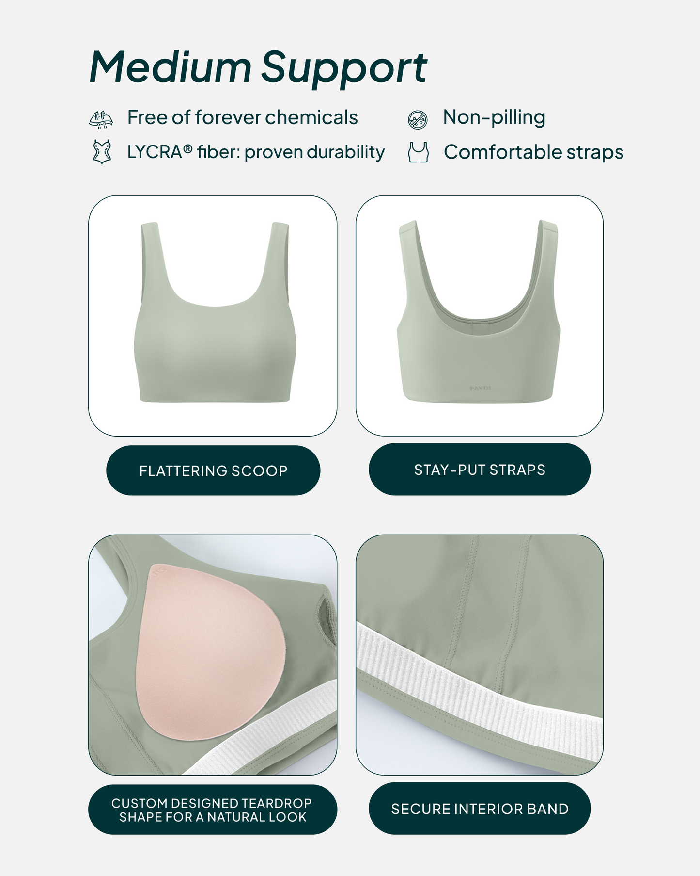 Athleisure Scoop High-Support Removable Padded Sports Bra