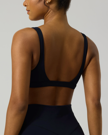 Athleisure Plunge V-Neck Open Back Bra with Removable Pads