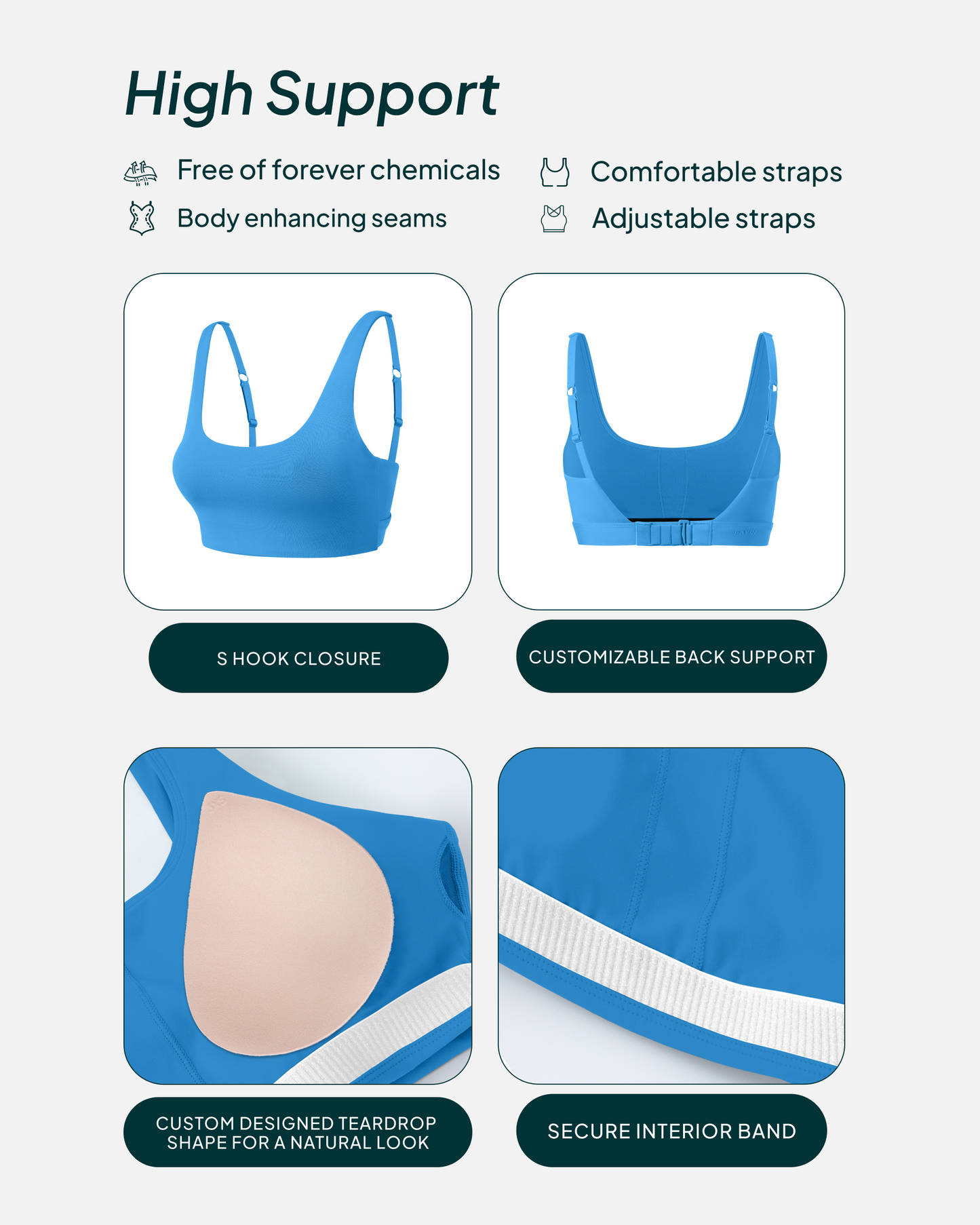 Supportive High-Support Padded Convertible Sports Bra