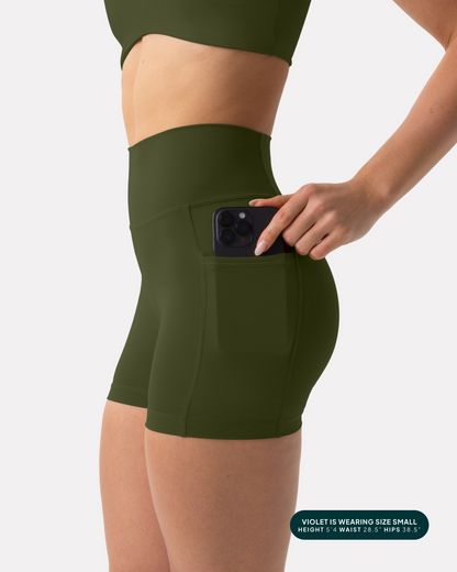 High-Waisted Butt Lifting 4" Biker Shorts with Pockets