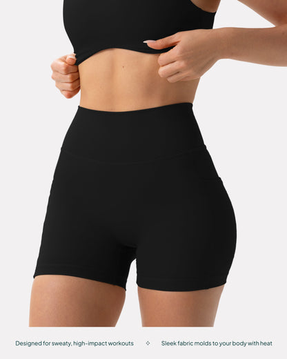 High-Waisted Butt Lifting 4" Biker Shorts with Pockets