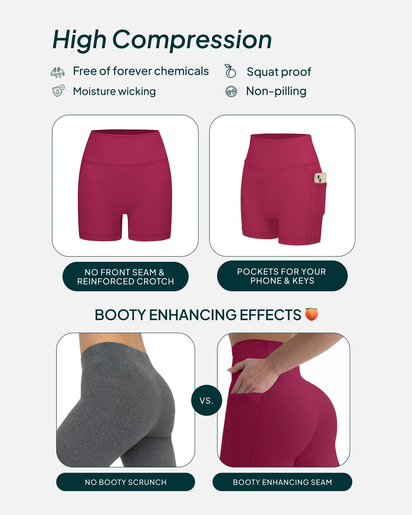 High-Waisted Butt Lifting 4" Biker Shorts with Pockets