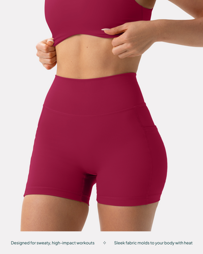 High-Waisted Butt Lifting 4" Biker Shorts with Pockets