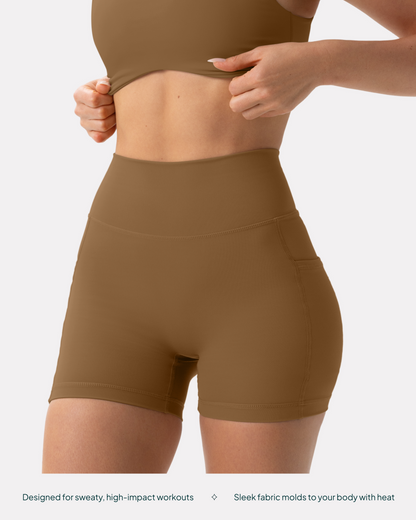 High-Waisted Butt Lifting 4" Biker Shorts with Pockets