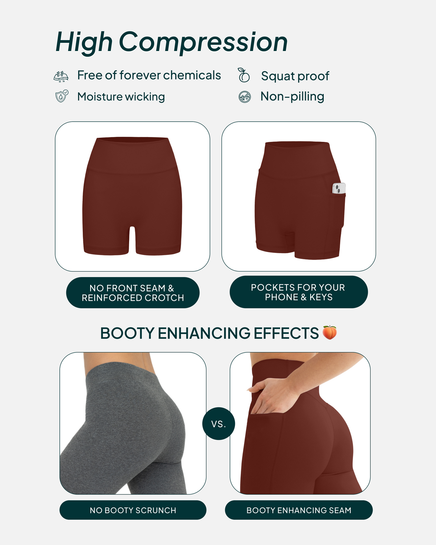 High-Waisted Butt Lifting 4" Biker Shorts with Pockets