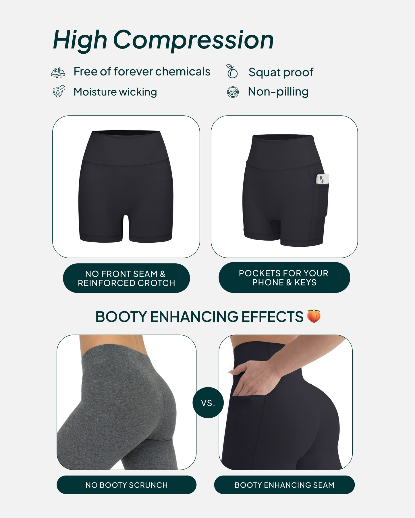 High-Waisted Butt Lifting 4" Biker Shorts with Pockets