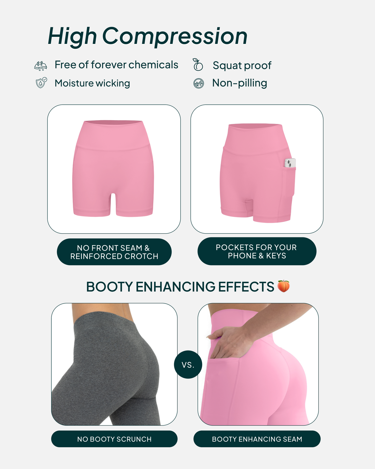 High-Waisted Butt Lifting 4" Biker Shorts with Pockets