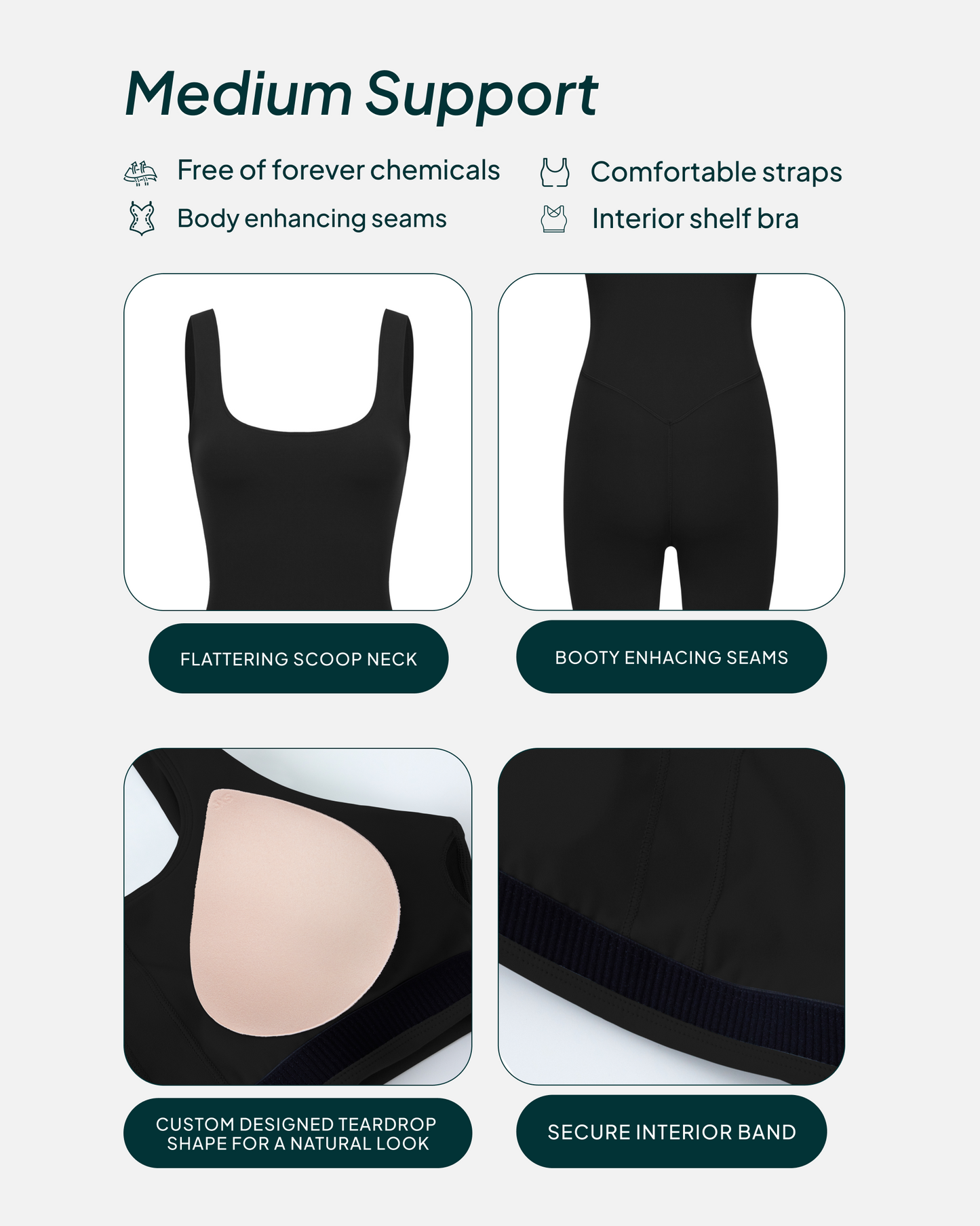 Square Neck 5" One Piece Workout Romper