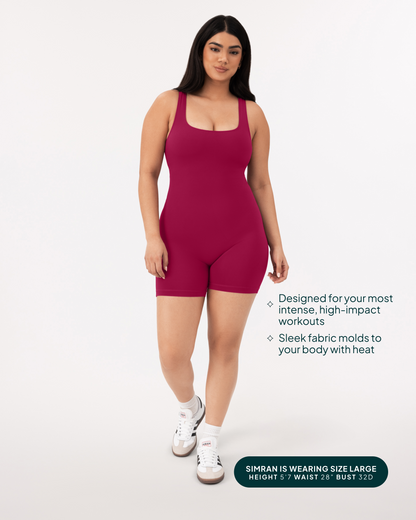 Square Neck 5" One Piece Workout Romper