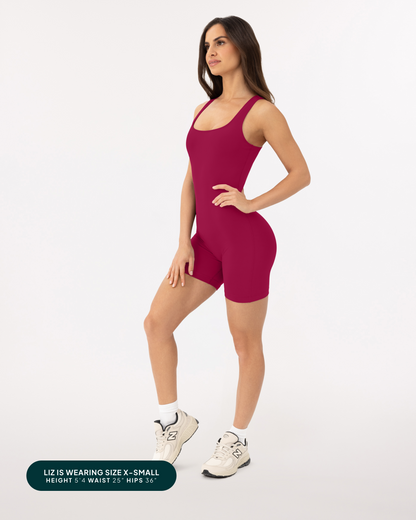 Square Neck 5" One Piece Workout Romper
