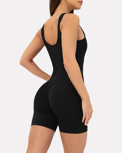 Square Neck 5" One Piece Workout Romper