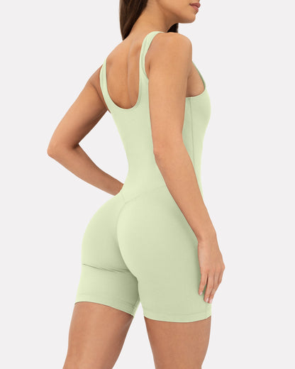 Square Neck 5" One Piece Workout Romper