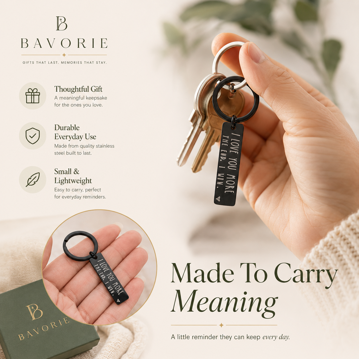 Bavorie Love You More Keepsake Keychain