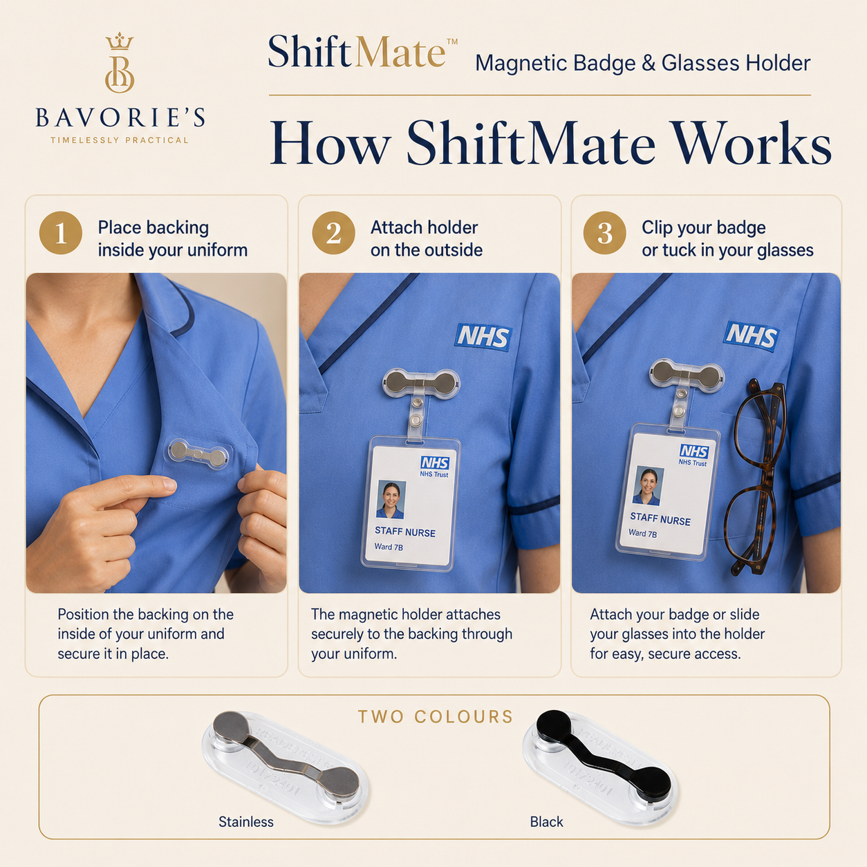 Bavorie ShiftMate Magnetic Badge & Glasses Holder